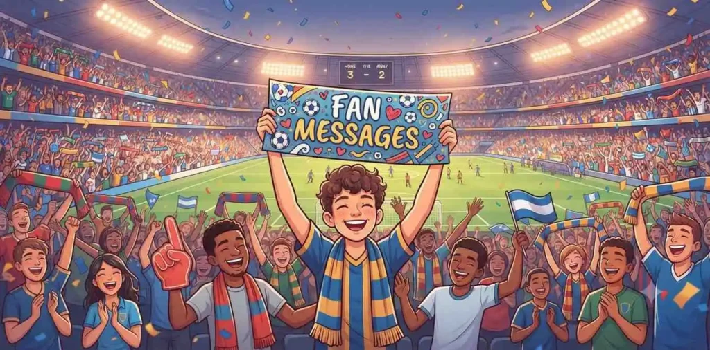 Happy fans waving scarves
