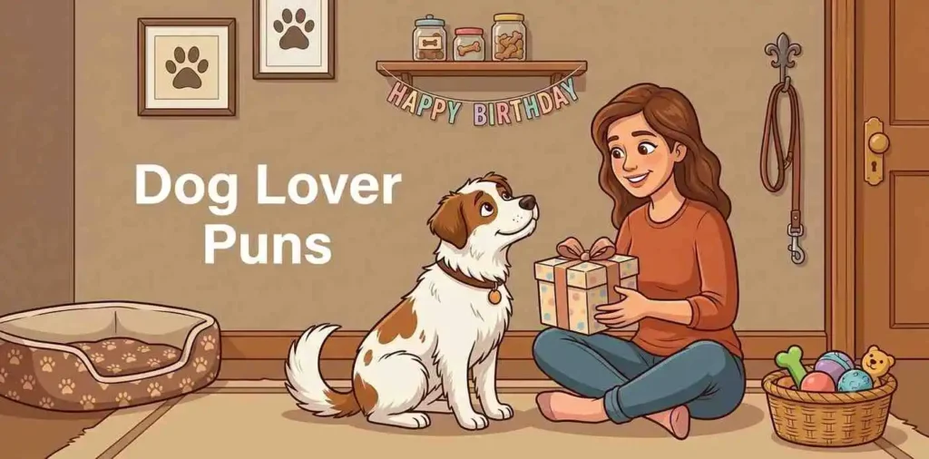 Happy dog owner with loving pet