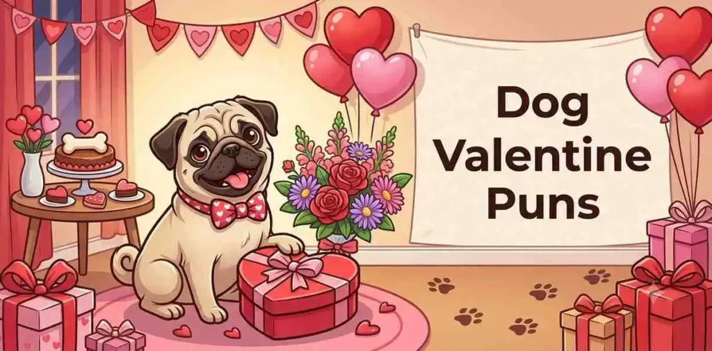 Funny dog Valentine celebration