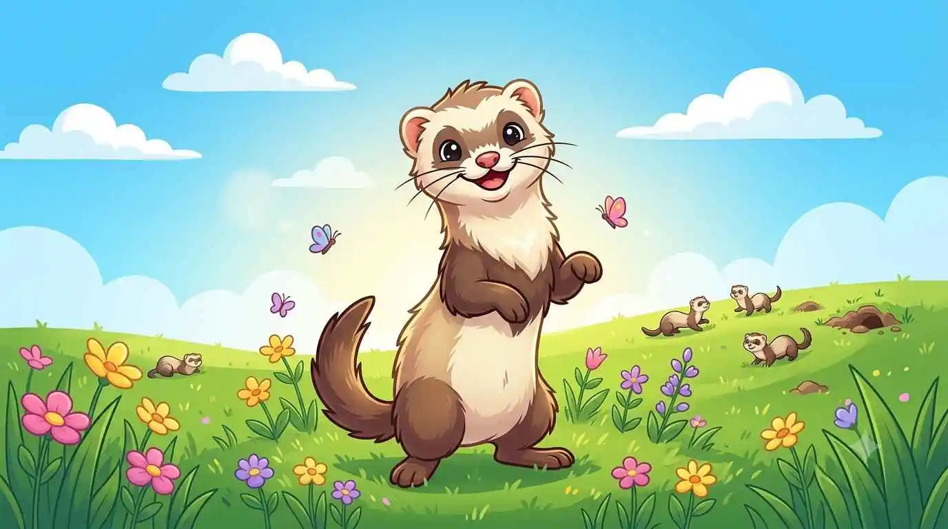 Cute smiling ferret mascot