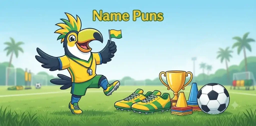 Playful football mascot posing