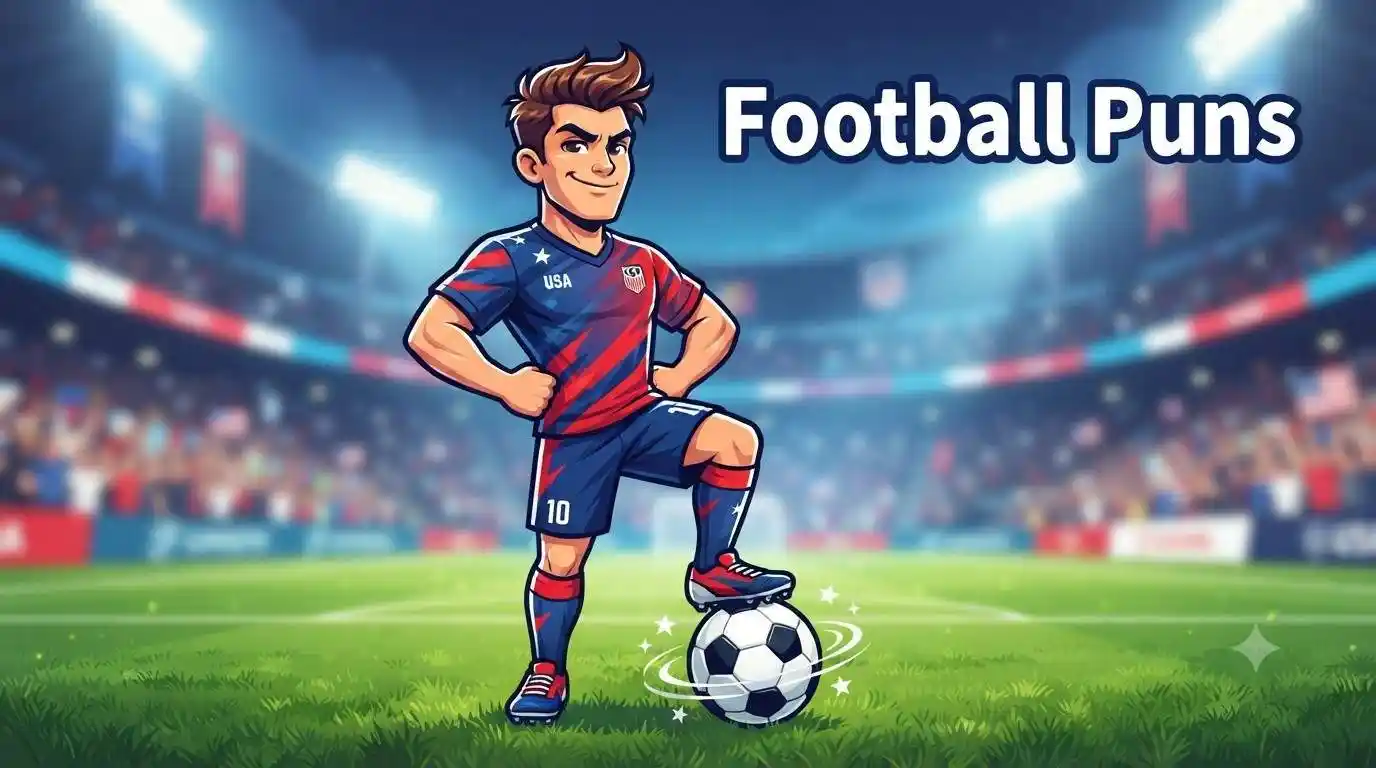 Funny football player with ball