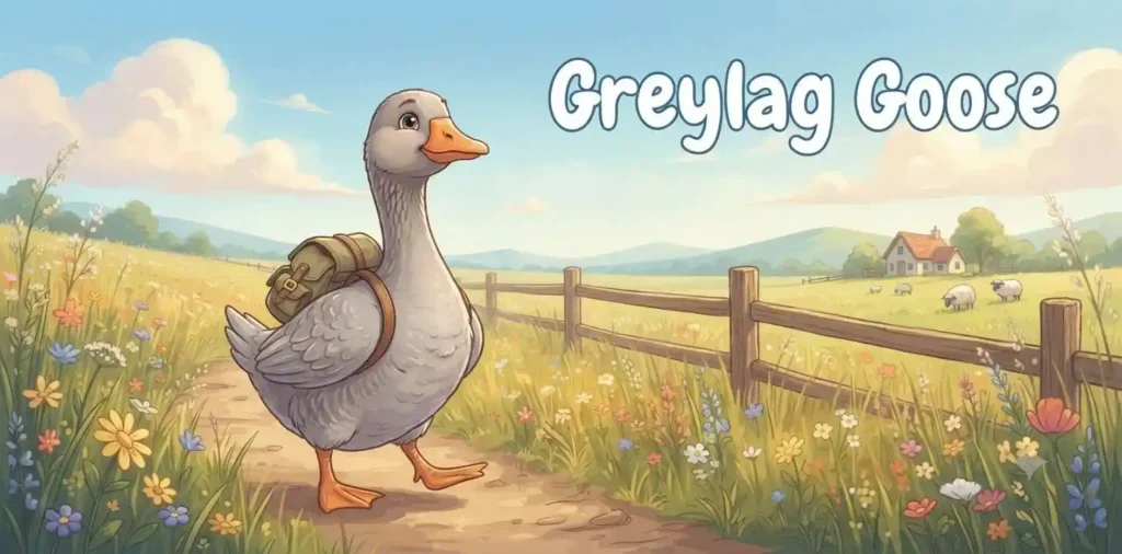 Grey goose walking field