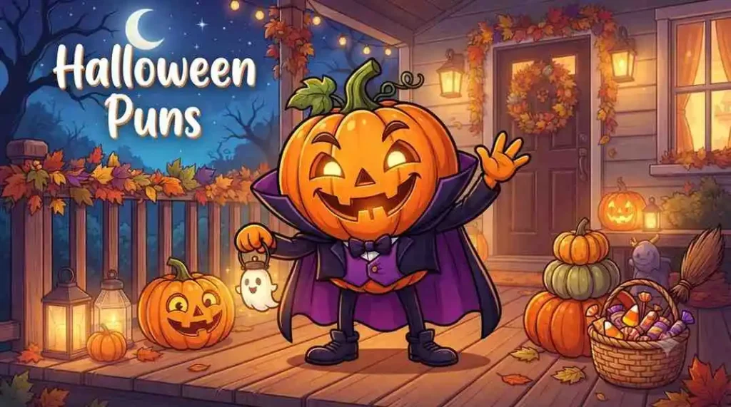 Pumpkin celebrating Halloween with costume