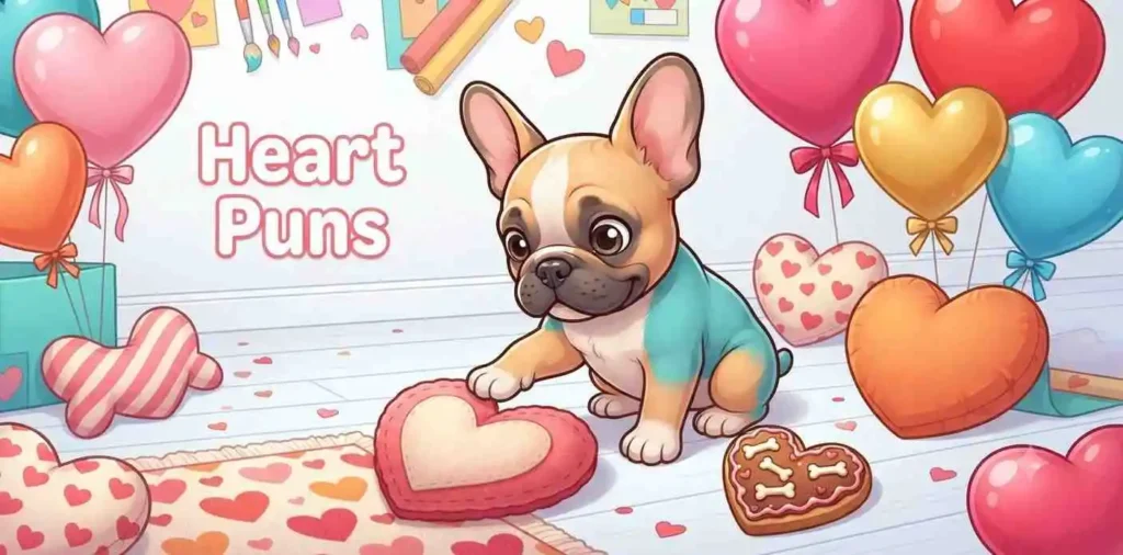 Cute puppy with heart decorations