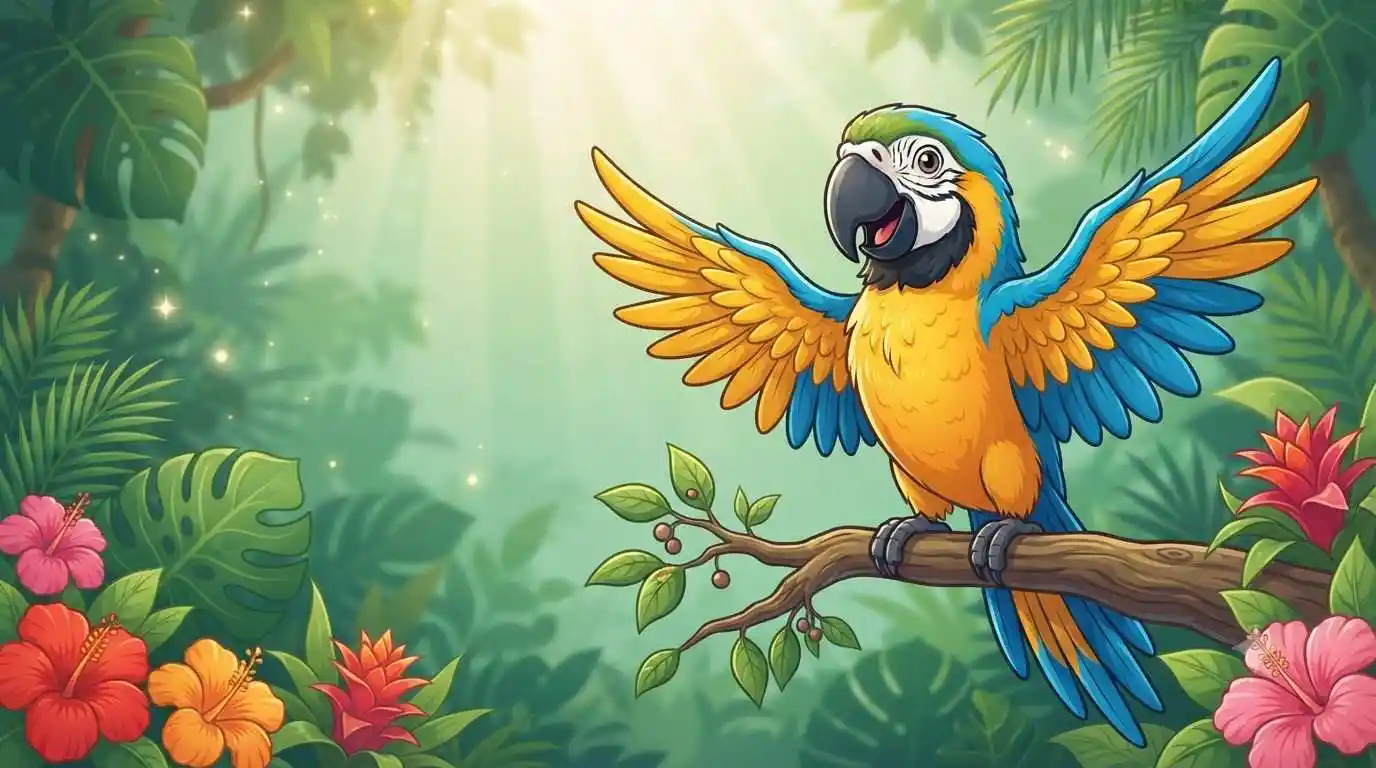 Colorful macaw on branch