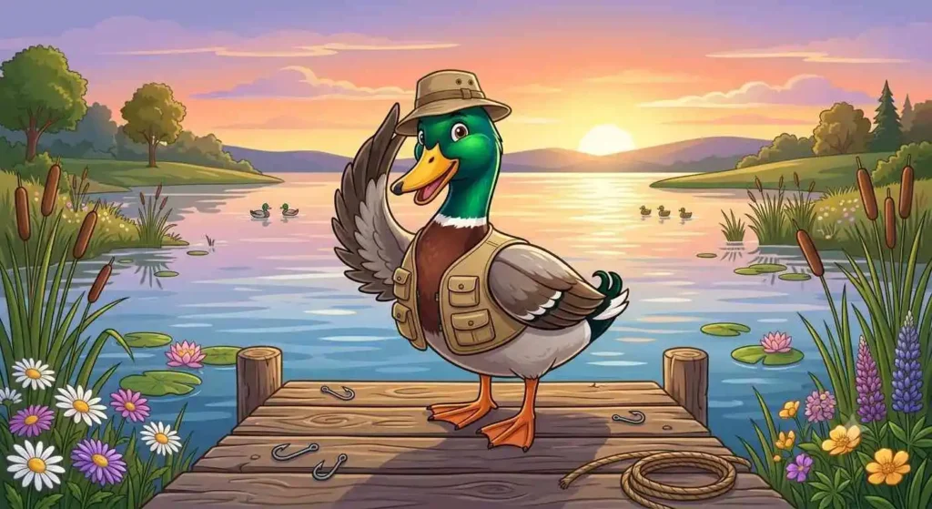 Colorful mallard duck smiling