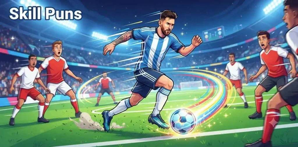 Player dribbling ball with style