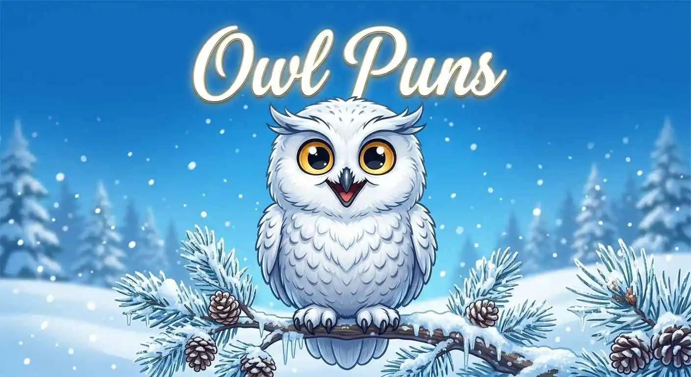 Cute snowy owl making funny faces