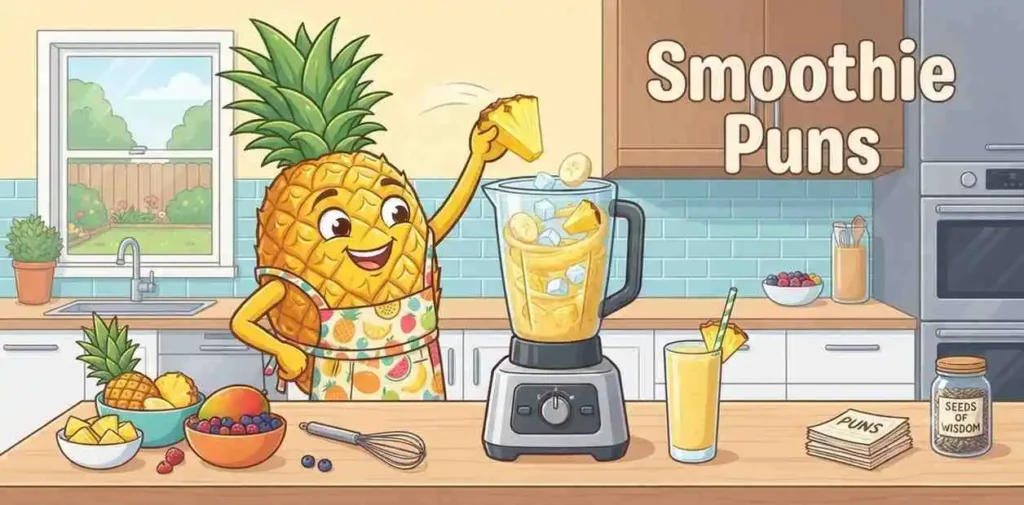 Pineapple blending a tropical smoothie