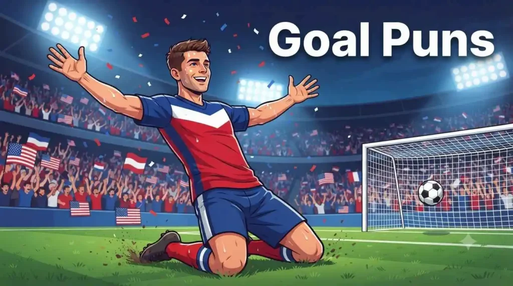 Smiling player scoring goal