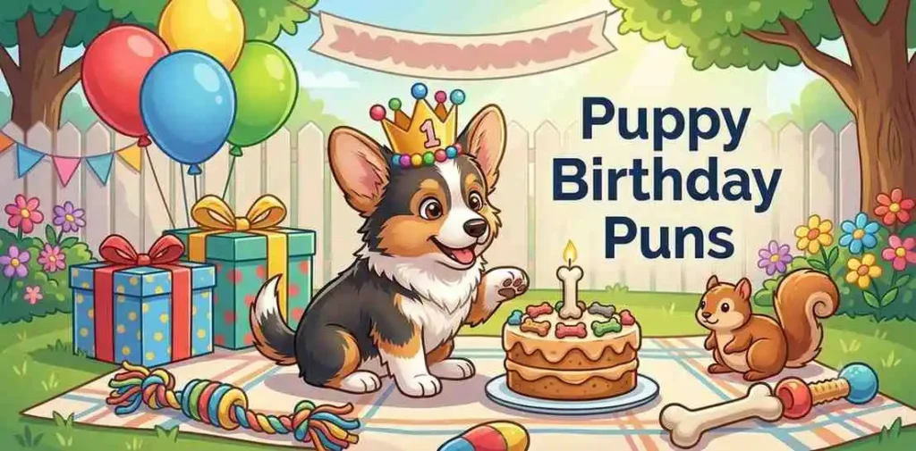 Cute puppy celebrating birthday party