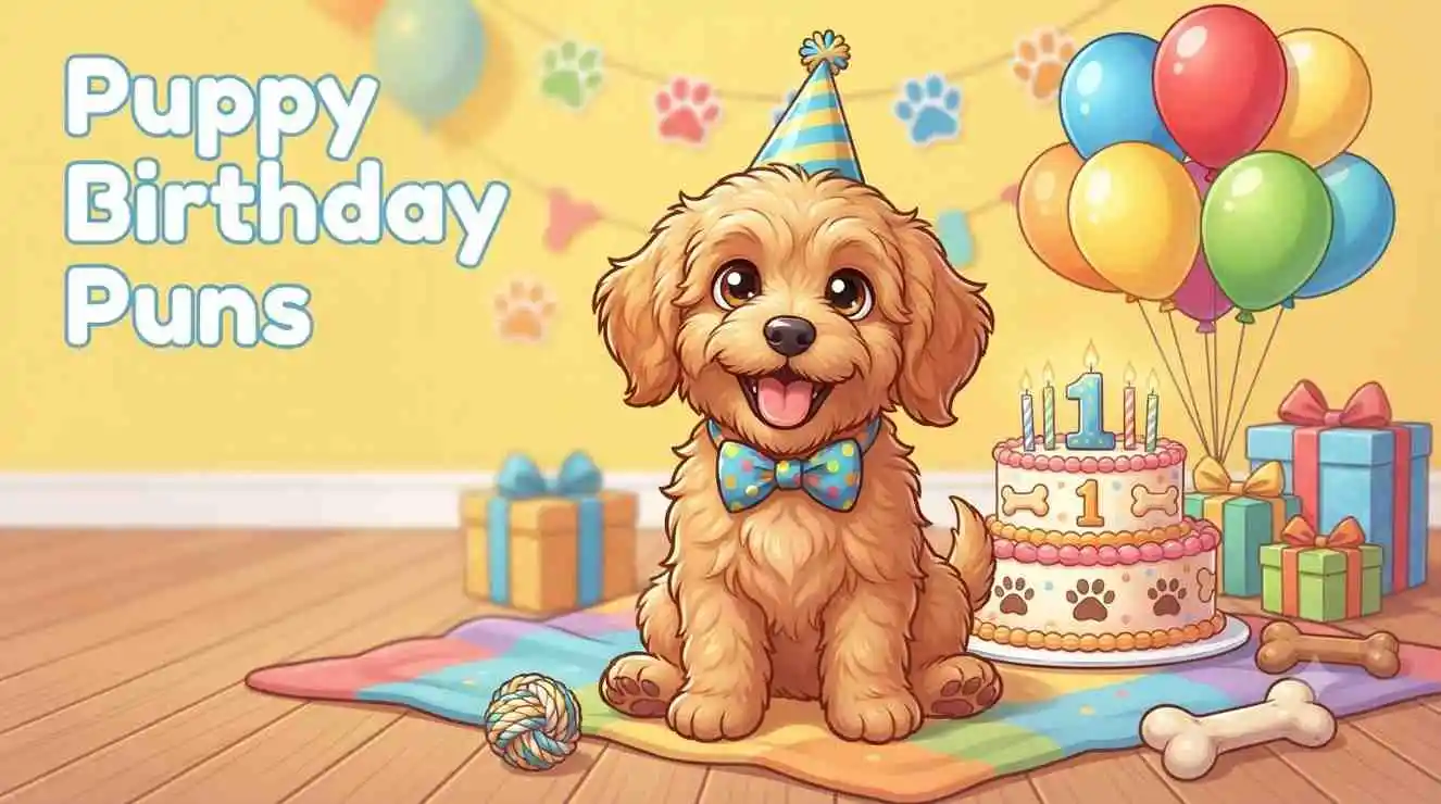Cute puppy birthday celebration