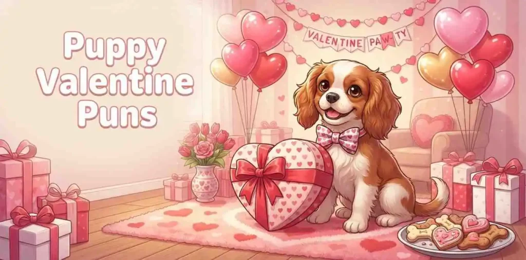 Cute puppy Valentine celebration