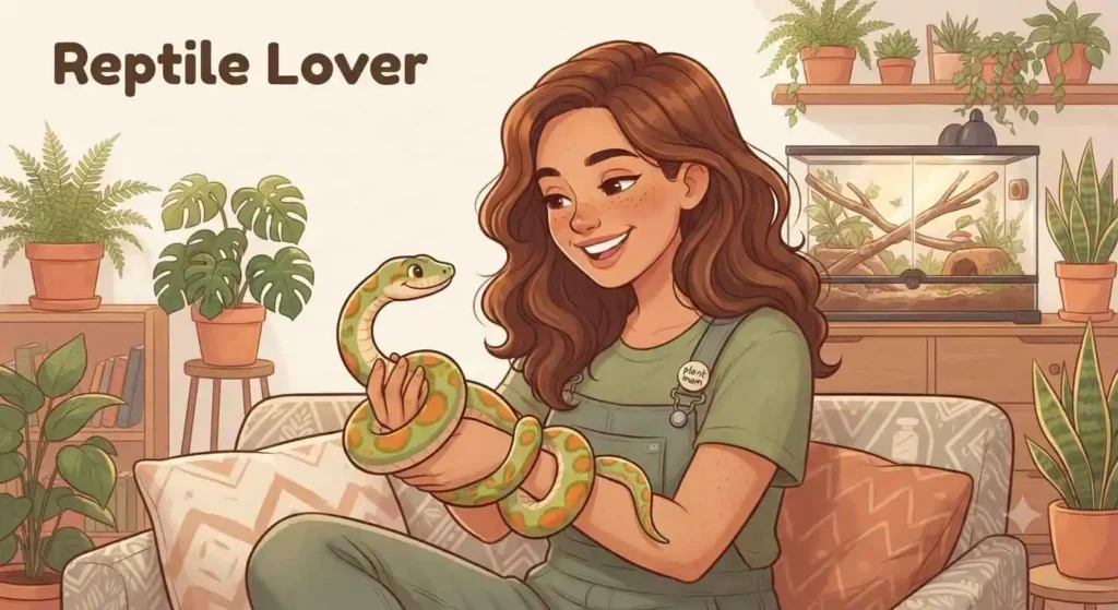 Person holding pet snake smiling