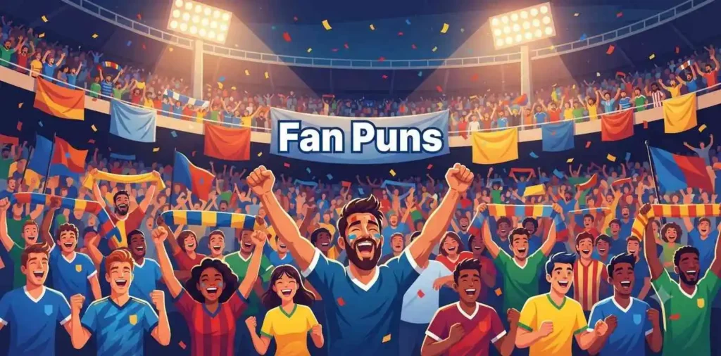 Excited fans cheering in stadium