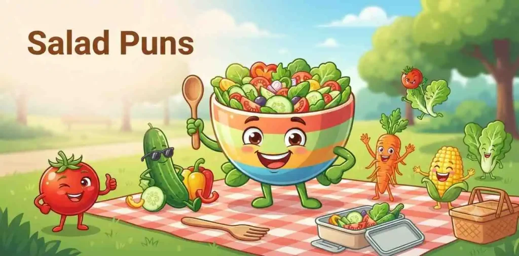 Funny salad bowl with vegetables