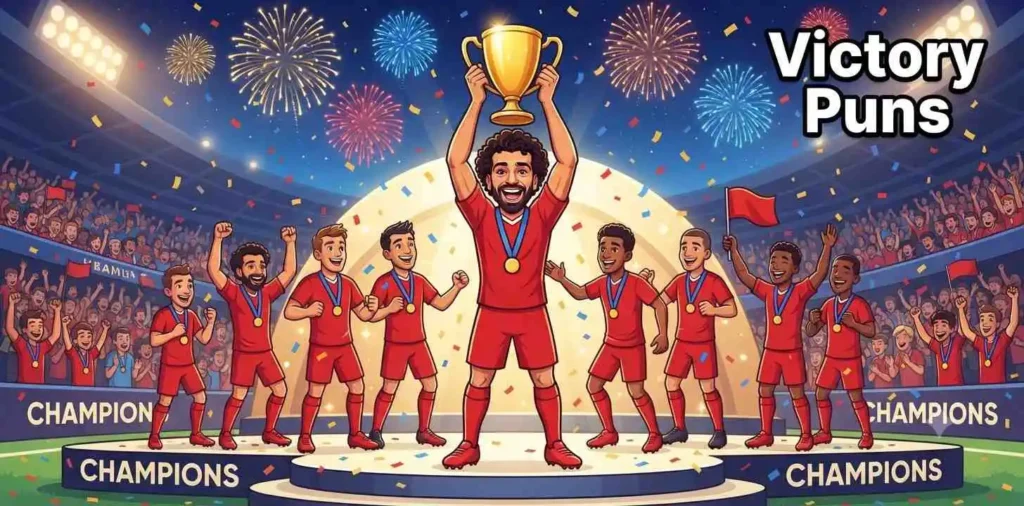Football team lifting trophy
