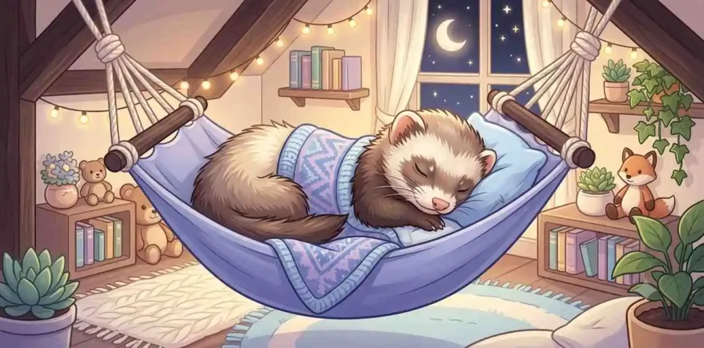 Sleeping ferret peacefully