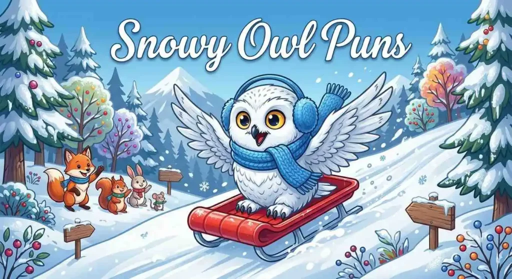 Snowy owl enjoying winter fun