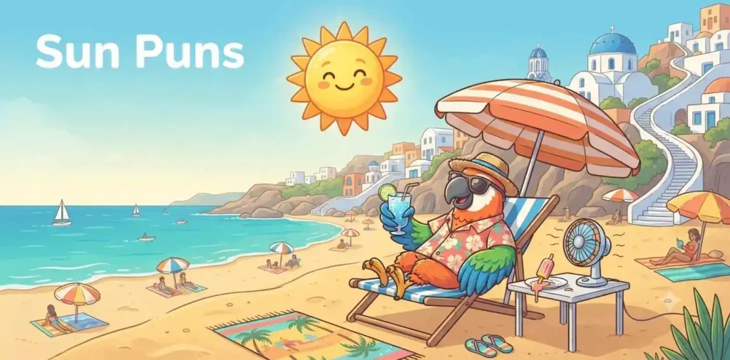 Sunny beach with playful summer vibes