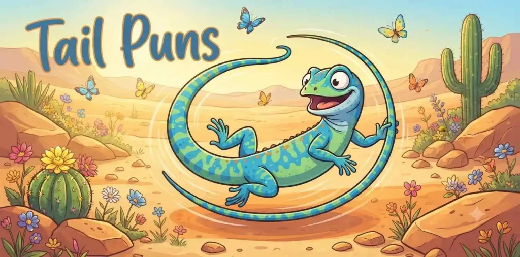Playful lizard chasing tail