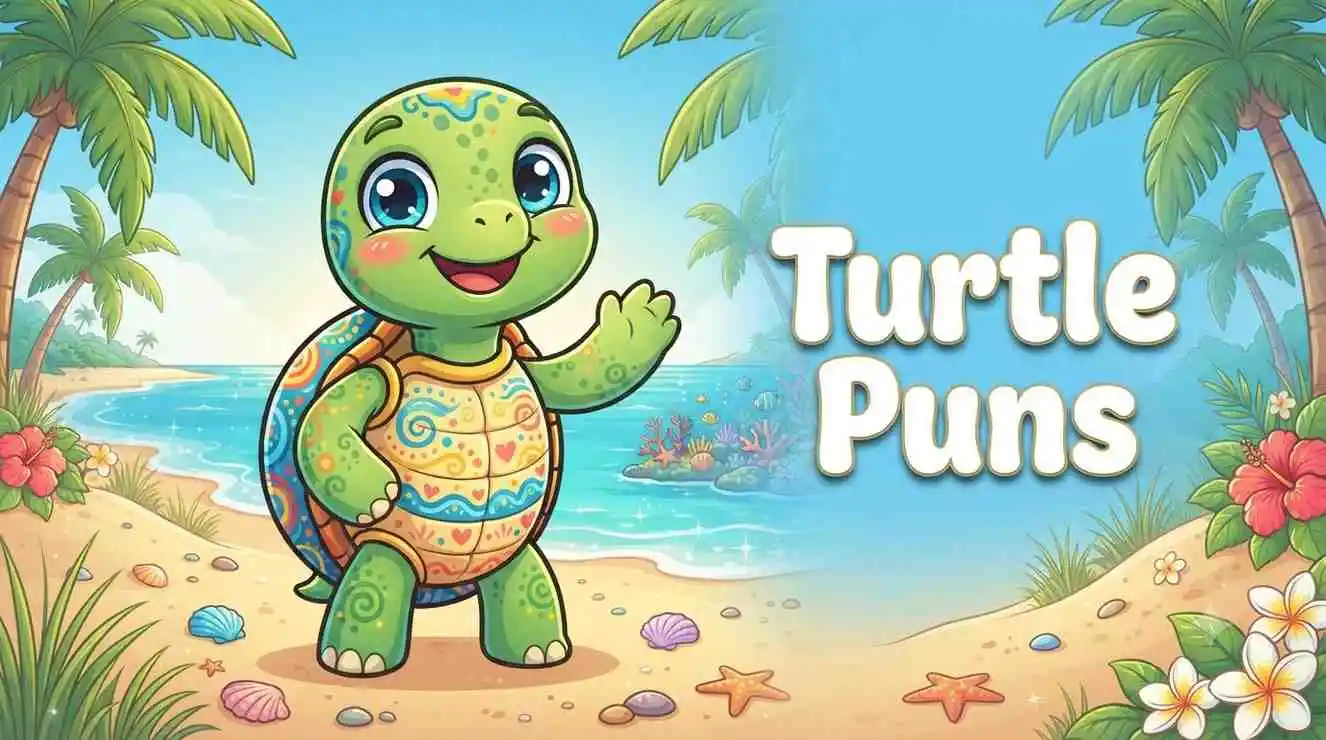 Happy turtle telling puns