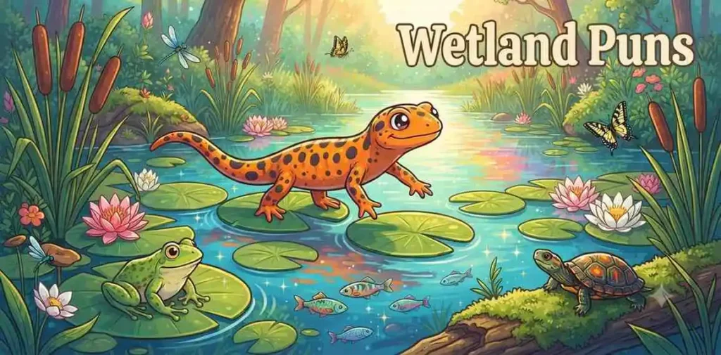 Happy salamander in wetland