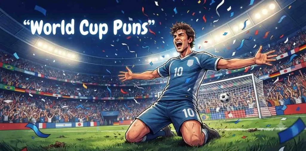 Football player celebrating world cup goal