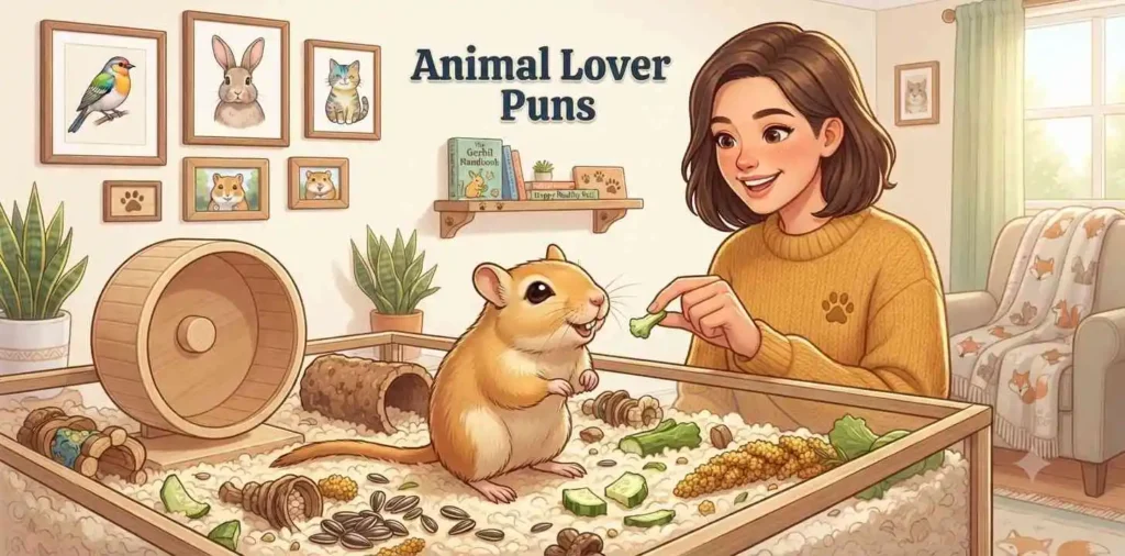 Gerbil cuddling with animal lover