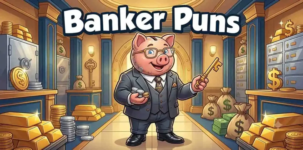 Funny banker inside vault.