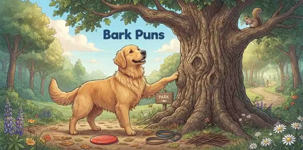 Golden retriever beside tree