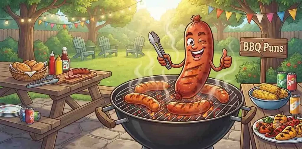 Sausage grilling at backyard BBQ