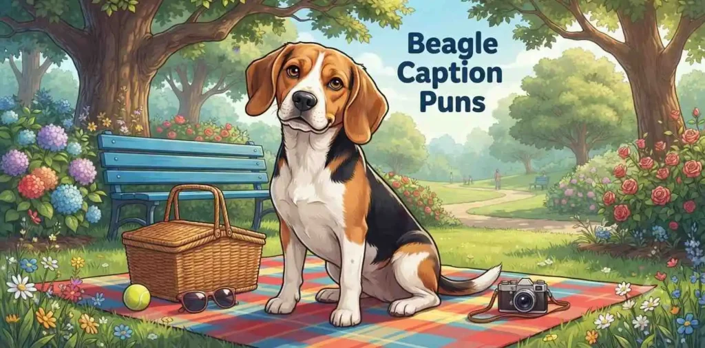 Beagle posing for funny photo