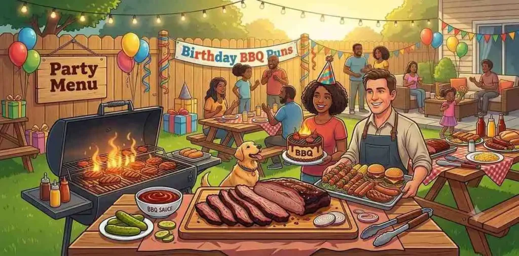 Friends celebrating birthday BBQ
