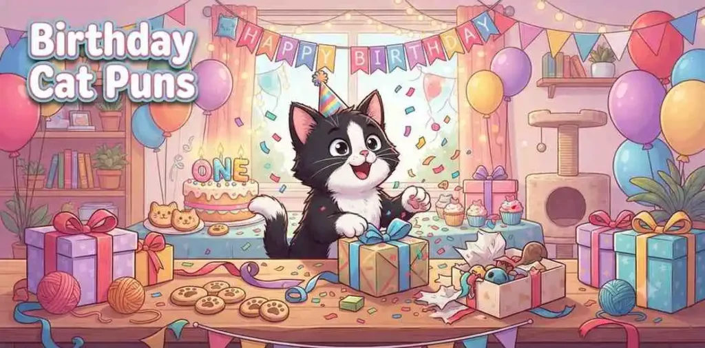 Cat celebrating birthday party