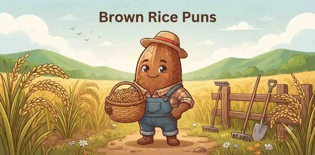 Smiling brown rice enjoying farm