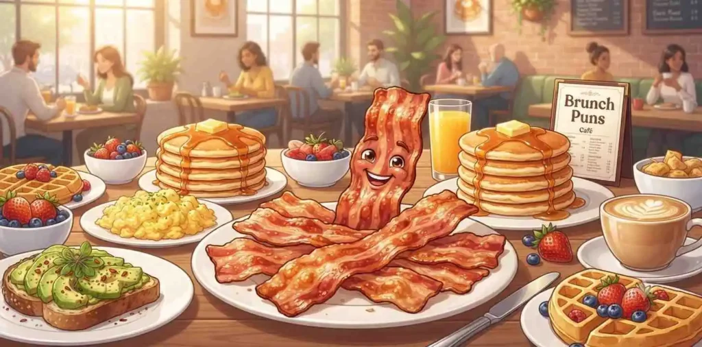 Bacon brunch with pancakes and eggs