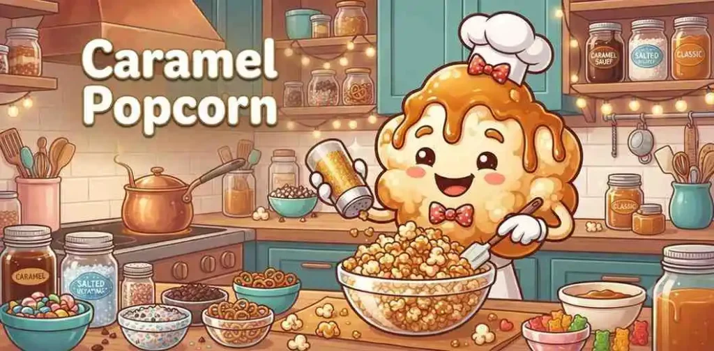 Caramel popcorn dessert scene