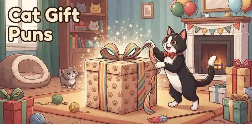 Cat opening birthday gift
