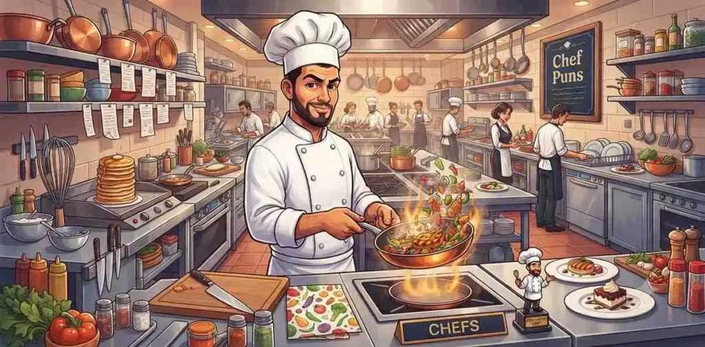 Chef cooking in restaurant kitchen