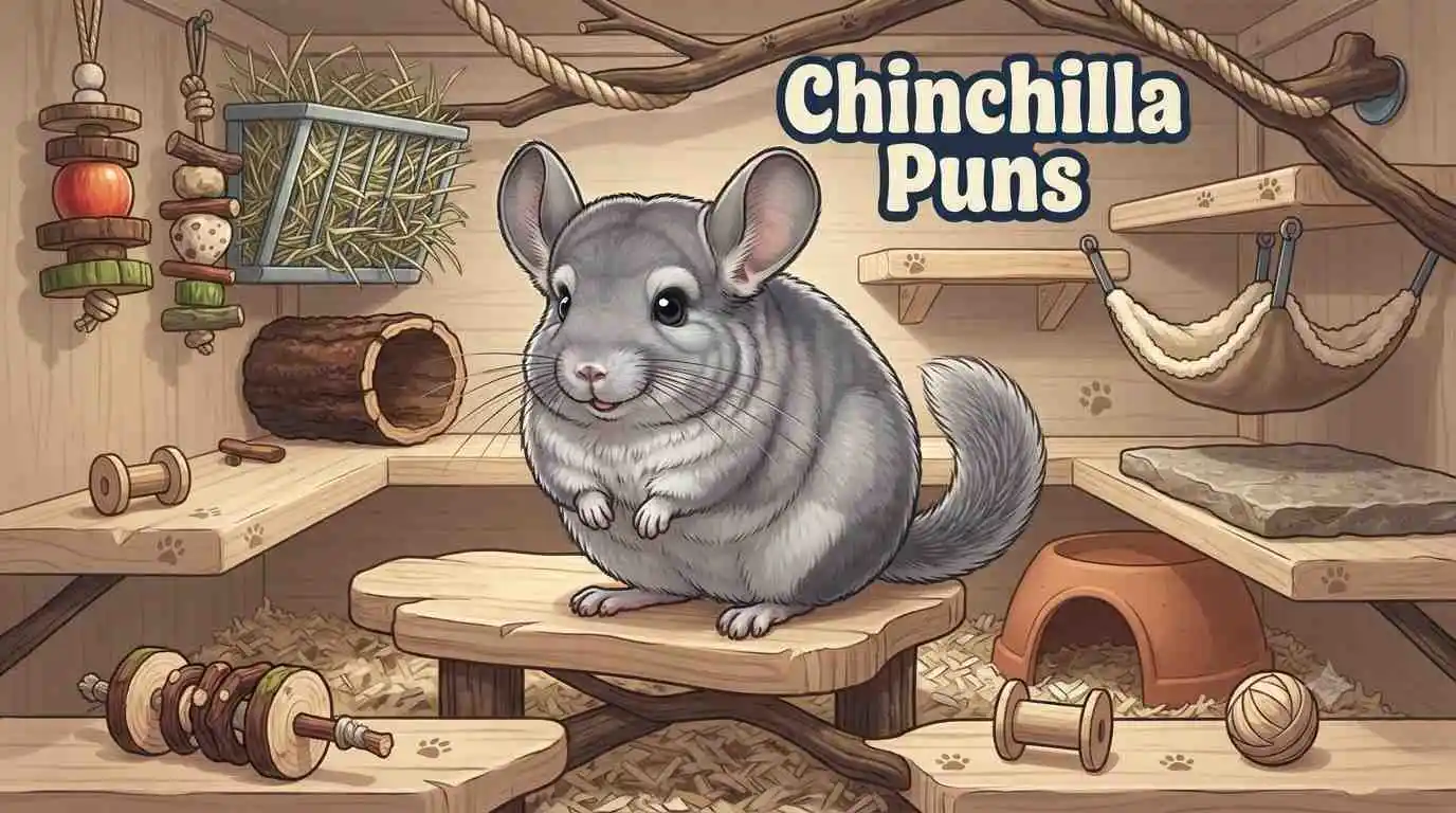 Cute chinchilla sitting happily