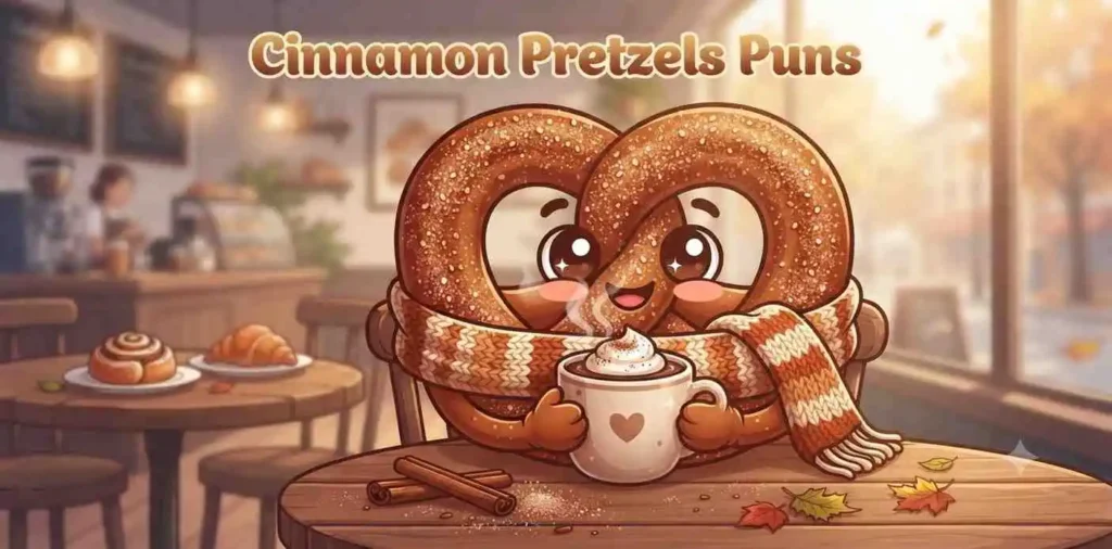 Sweet cinnamon pretzel smiling