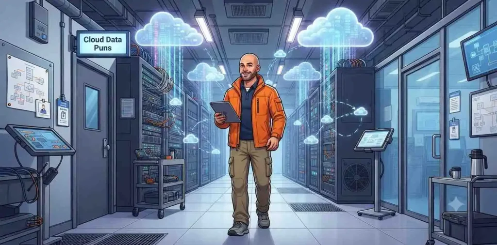 Engineer managing cloud data