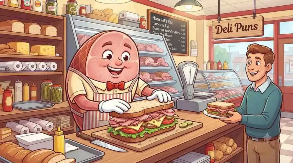 Ham sandwich at deli counter
