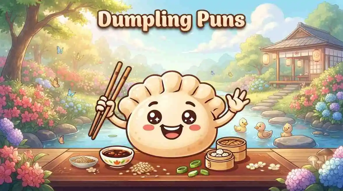 Happy dumpling mascot smiling