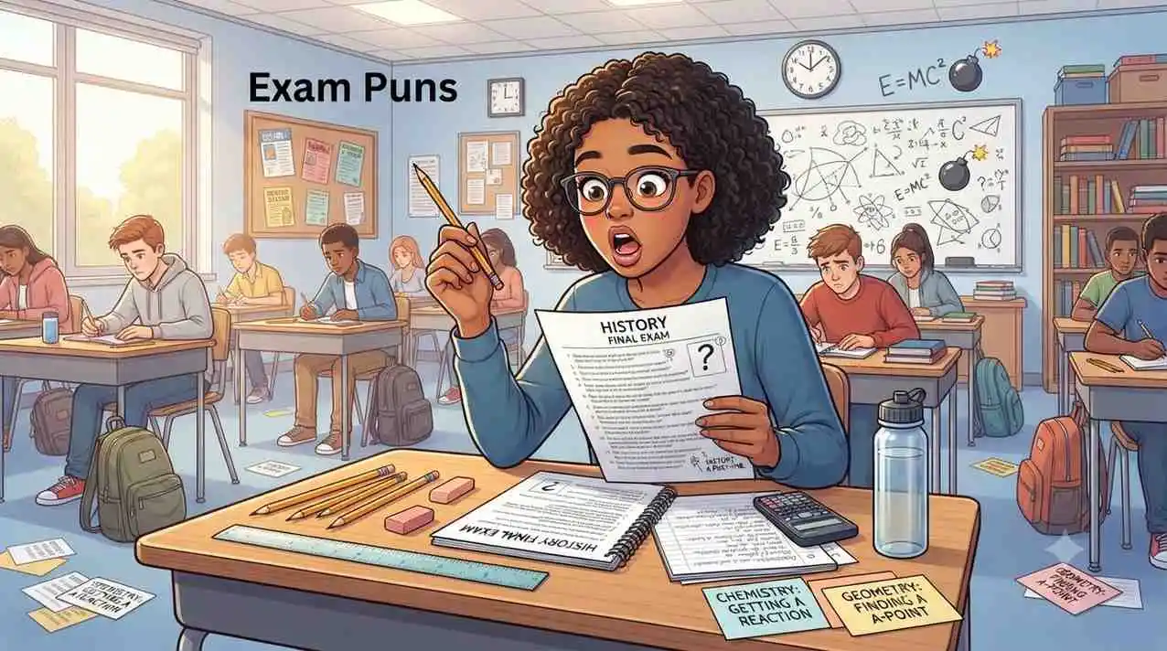 Student taking funny exam