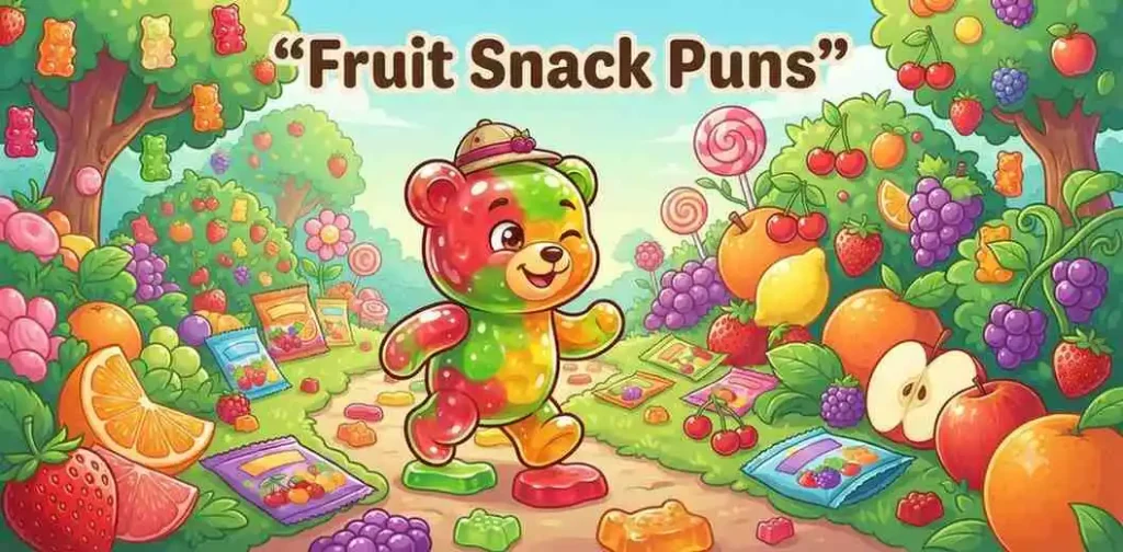 Fruit gummy bear snack scene