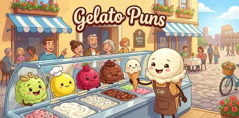 Happy colorful gelato scoops