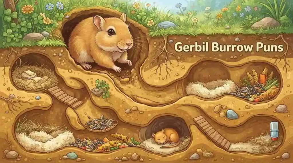 Gerbil exploring underground burrow